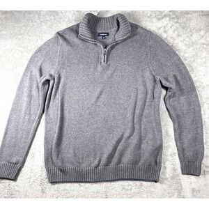 Croft & Barrow Knit Sweater 1/4 Zip Men's L Gray Mock Neck Pullover